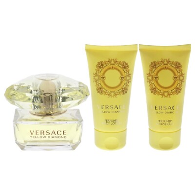 Versace Yellow Diamond 3pc Gift Set Perfume 1.7oz Shower Gel + Body Lotion NEW
