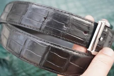 Black Real Belly Crocodile Belt Skin Leather Men's W 1.3 inch #Y13