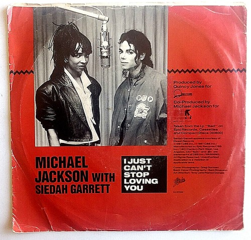MICHAEL JACKSON - I Just Can't Stop Loving You Vinyl 45rpm 1982 PICTURE SLEEVE - Imagen 2 de 4