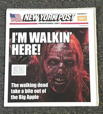RARE New York Post The Walking Dead TWD Promotional Copy Newspaper NYC Exclusive