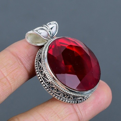 Mozambique Garnet Gemstone Pendant 925 Sterling Silver Jewelry Pendant - Picture 3 of 5