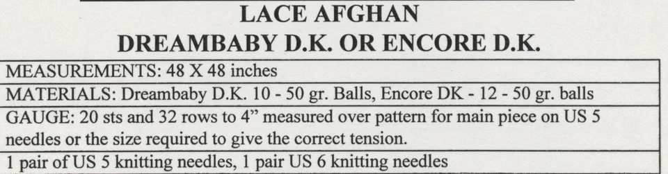 Plymouth Knitting Pattern P158 Dreambaby DK or Encore DK Lace Afghan - Image 2 of 3