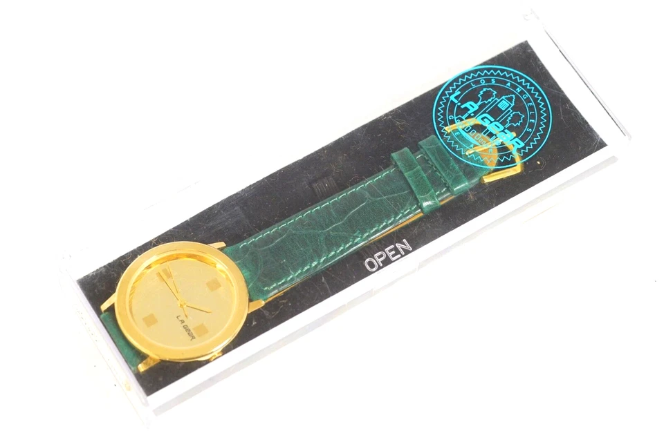 LA Gear часы винтажный золотой зеркало шкала зеленый группы LA Gear кроссовки наручные часы EX - Изображение 2 из 4