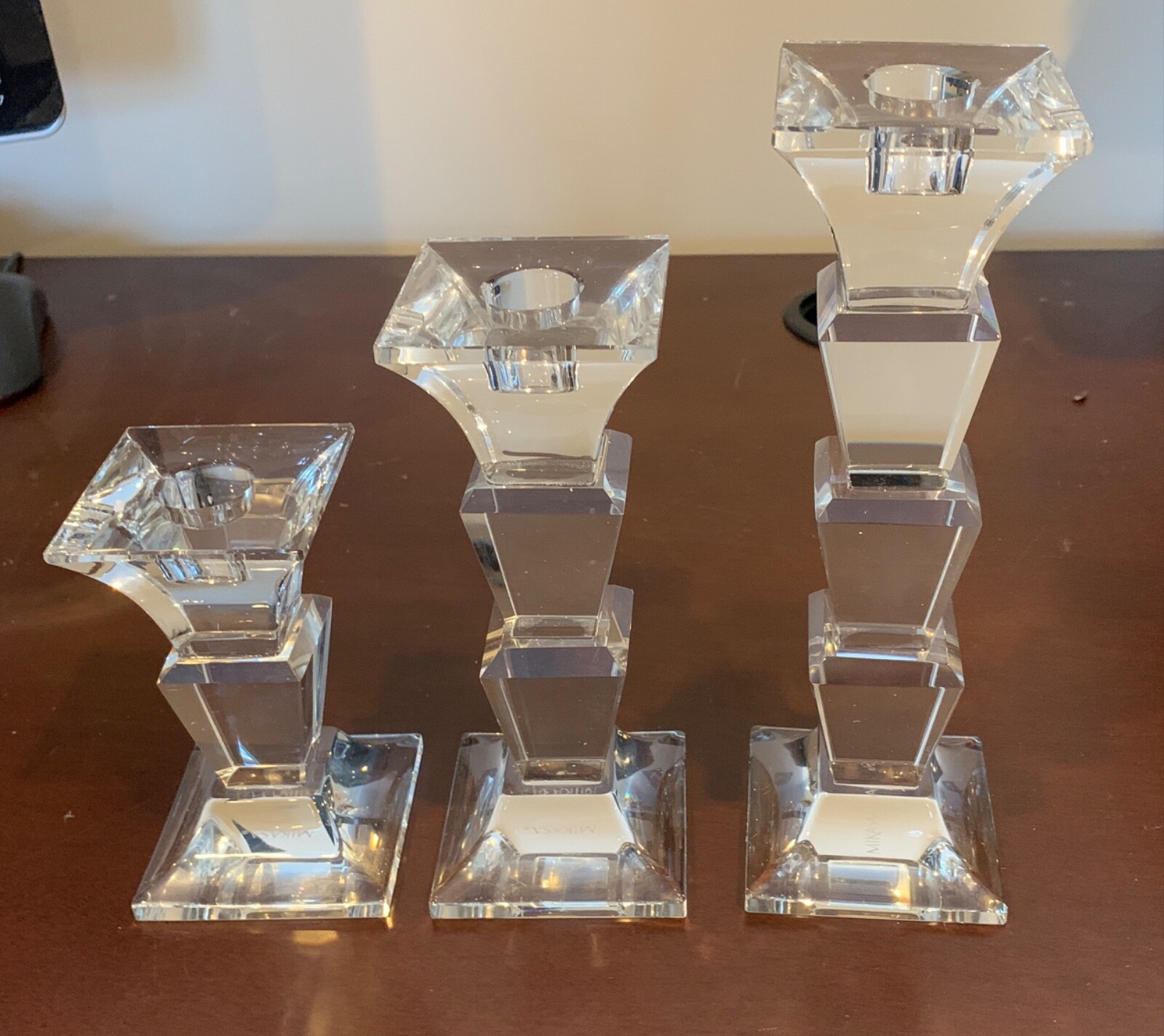 Mikasa triple crystal candlestick holders eBay