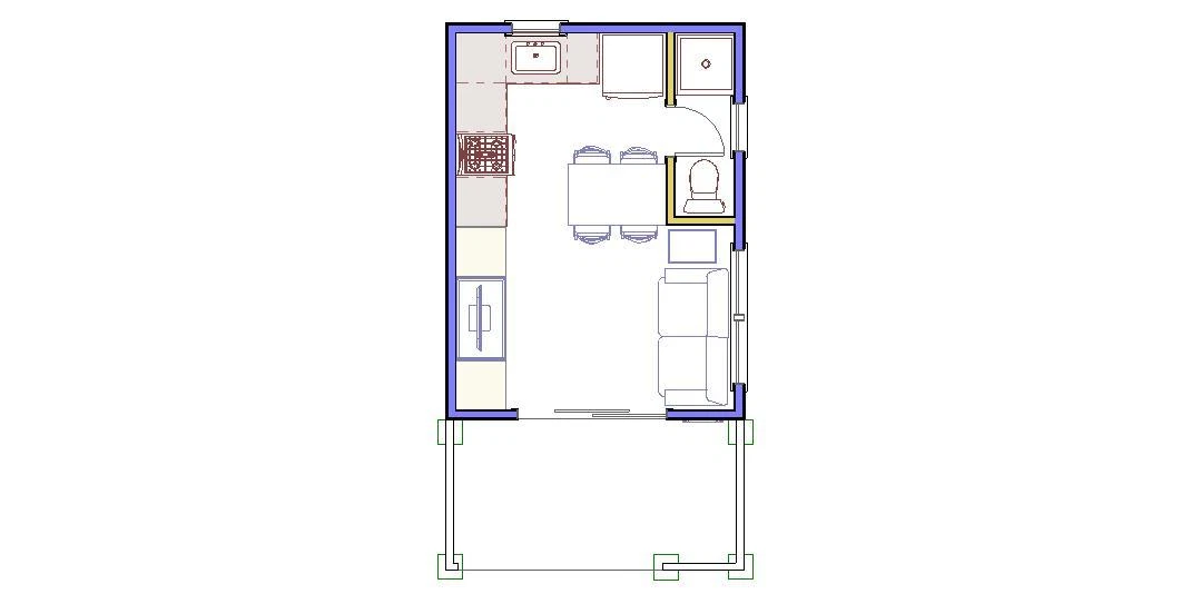 192Sqft -12X16'A Tiny House Design With Possible Loft Above Deck-Ala  Cart- | Ebay