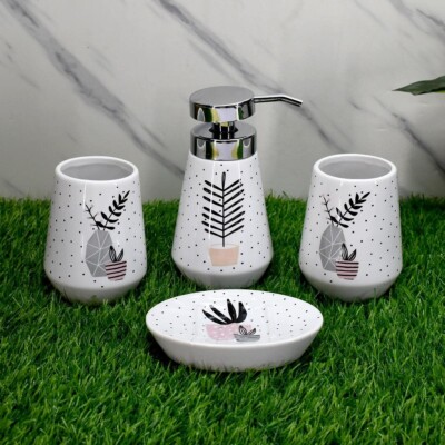 New Ceramic Bathroom Accessories Set for Home Decor Gift Item Set of 4 A27