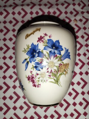 Ancien Petit Vase Décor Floral Cottier Frères Switzerland Vintage