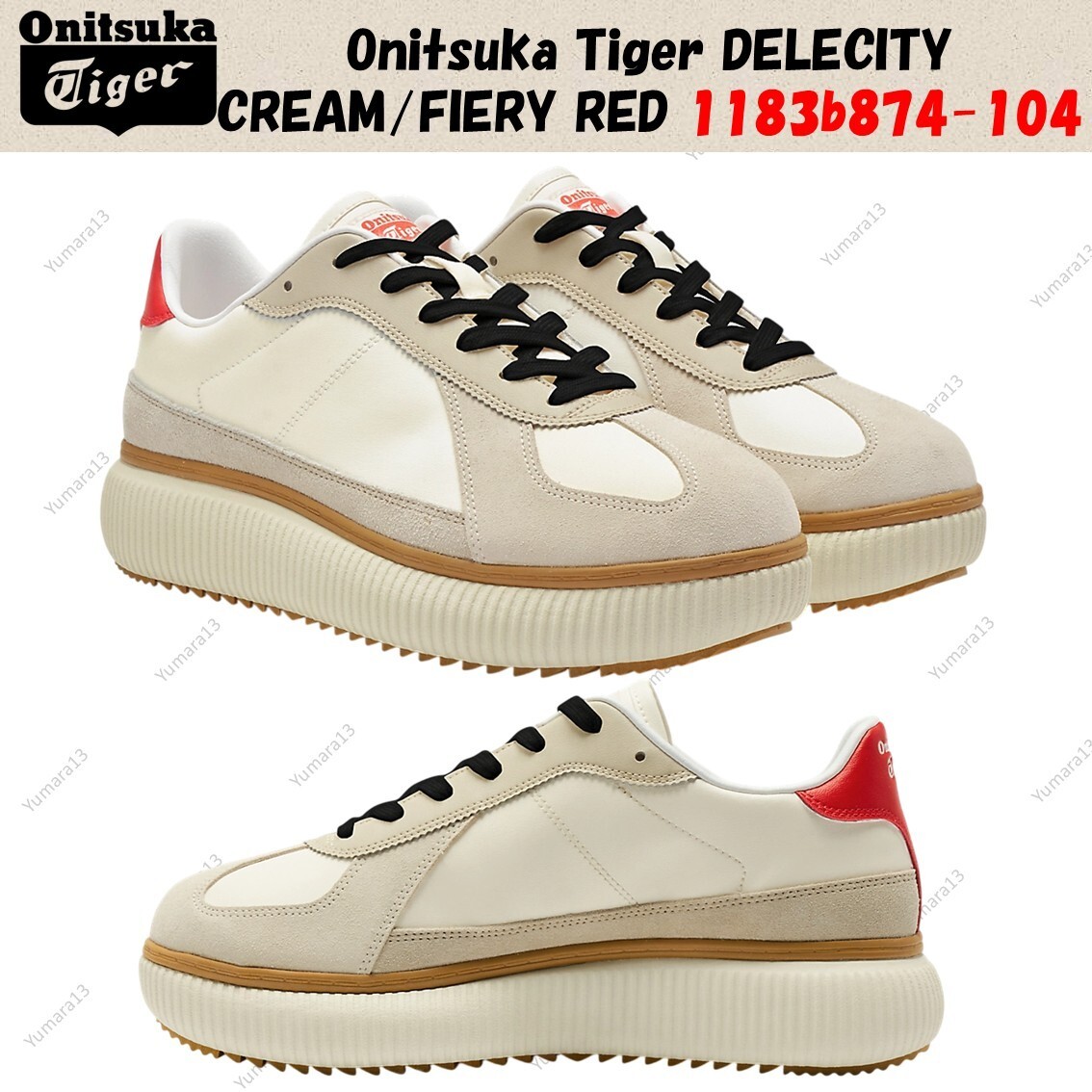 ★Onitsuka Tiger★DELECITY★CREAM/FIERY RED★ Onitsuka Tiger DELECITY CREAM/FIERY RED 1183b874-104 Unisex