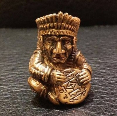 SHAMAN VOODOO BEAD COLLECTIBLE PARACORD LEATHER LANYARD BEADS HAND-CAST Bronze