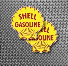 2x 2.75" Vintage SHELL Gasoline Gas Pump Decal Sticker Service Station Moto GP