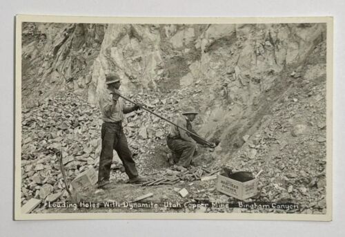 Ladelöcher mit Dynamit Bingham Canyon Utah Kupfermine Echtfoto Postkarte