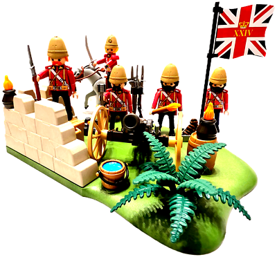 Playmobil 5 English Soldiers Cannon Zulu Wars Colonial Red Coats