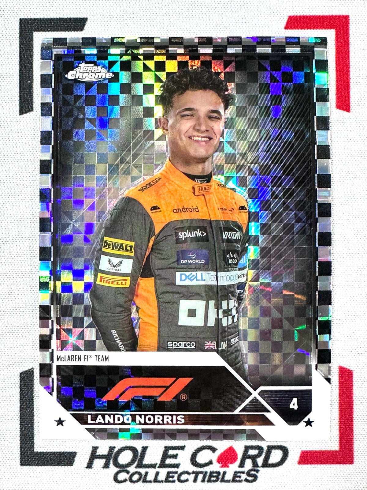 LANDO NORRIS 2023 Topps Chrome Formula 1 F1 #25 Black Checker Flag Refractor (1)