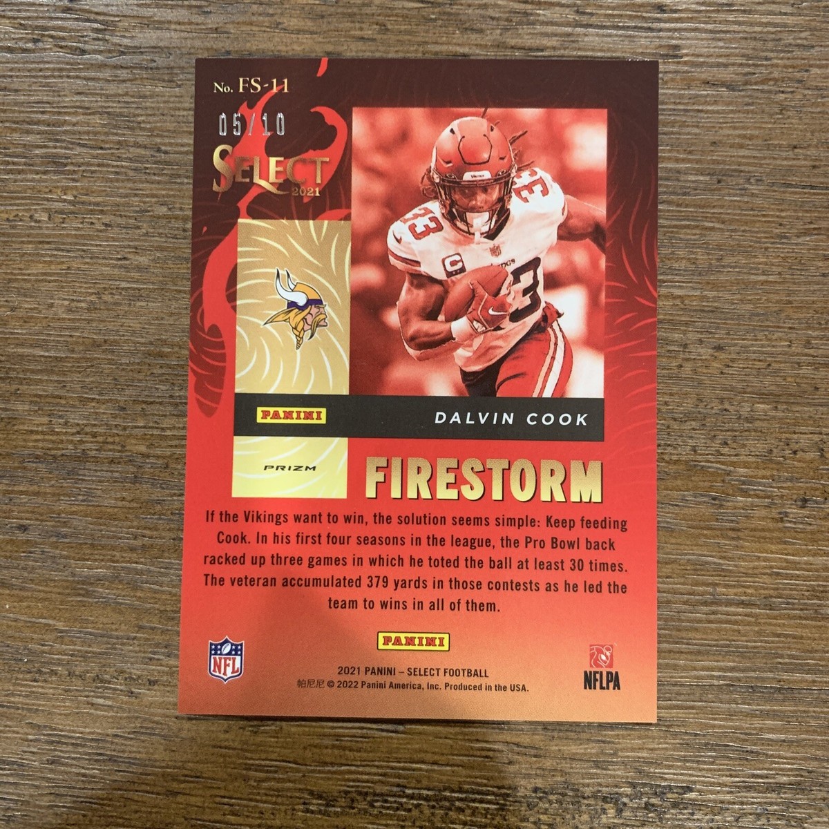 2021 Panini Select Football Dalvin Cook Firestorm SSP Case Hit /10