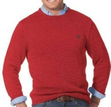 Mens Sweater Chaps Red Long Sleeve Crewneck Heavy Knit Pullover 60 NEW-size S