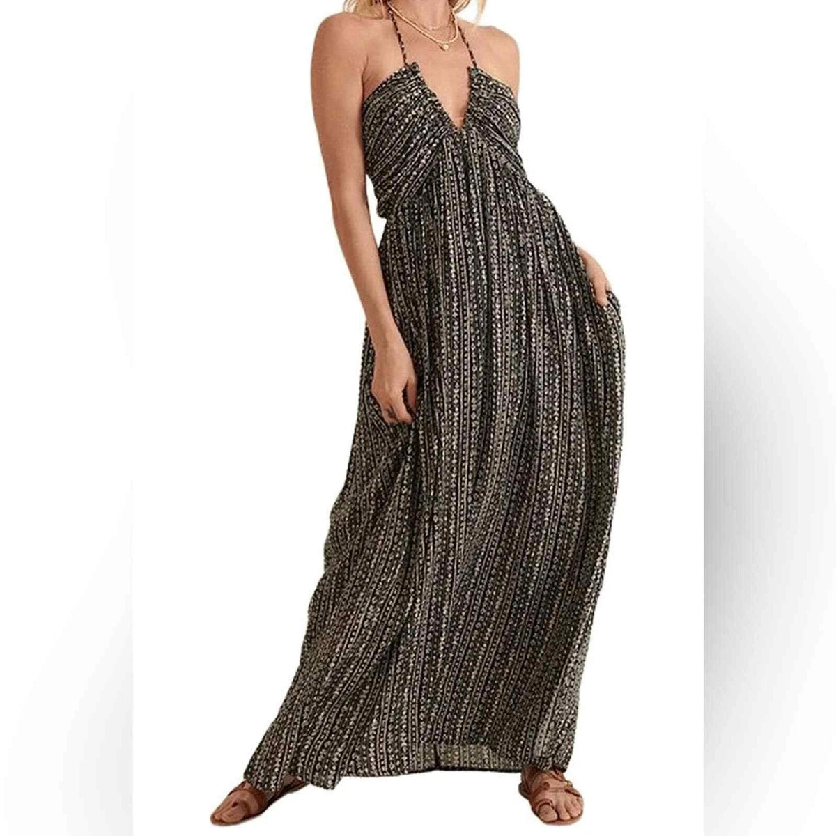 Promesa Tie Halter Maxi Dress Black Large NWOT eBay