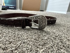 ARIAT WOMEN'S DARK BROWN WITH FLORAL TOOLING AND STUDS TRIM BELT
