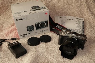Canon EOS M6 + EVF DC1 elektronischer Sucher + 15 45mm Kit Objektiv