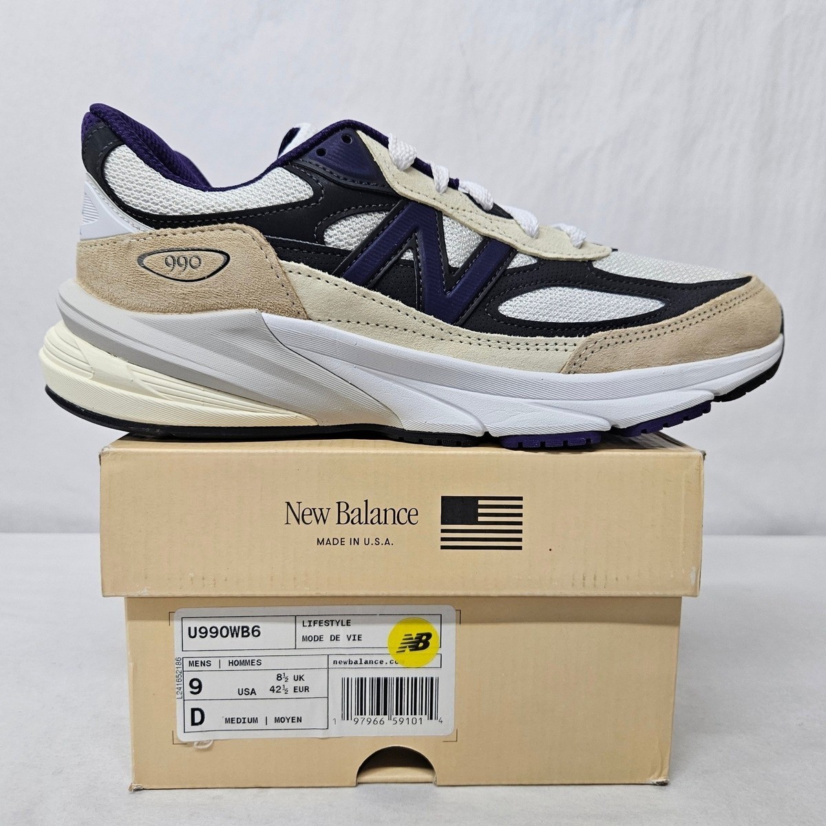 New Balance 990 Men\'s Lavender Mesh & Suede Sneakers Made In USA NEW! Size 9 New Balance U990TD6 990v6 Made in USA Magenta Mens Lifestyle  main image 4