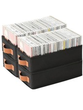 4 PCS Black Foldable CD Storage Boxes Jewel Case Holders Holds Up To 80