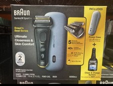 New Braun Series 9 Sport Electric Shaver w Clean Charge Station and PowerCase