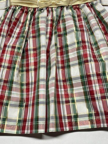 Bonnie Jean Red Green Gold Metallic Bow Holiday Christmas Dress Size 14 Festive - Picture 6 of 24