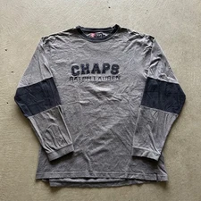Vintage 90s Chaps Ralph Lauren Long Sleeve Shirt Size Large Gray