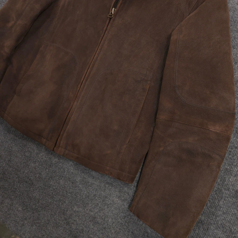 HUGO BOSS Jambo Lamb Leather Jacket Mens 38R Brown Moto Racer Made In Turkey - Image 3 of 4
