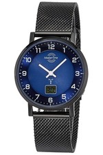 MASTER TIME Damen-Funkuhr mit Milanaiseband Schwarz MTLS-10742-32M