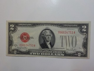 Currency Note 1928 2 Dollar Bill Paper Money Red Seal United States American