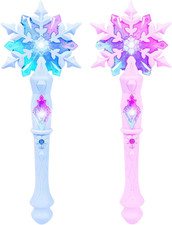 2Pcs Light up Snowflake Wand, Princess Wand with Sound for Kids Girls Toy Wands