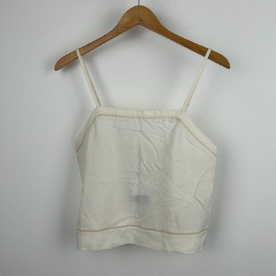 NWT Zara Cami Tank Top Linen Blend Top Cropped Boho Minimal Festival Medium