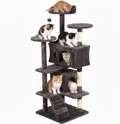Multi-Level Cat Tree Tower Furniture Activity Center with Scratching Posts 54in