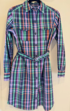ANNE KLEIN PLAID SHIRT DRESS~COTTON~SZ 2~LONG /ROLL SLEEVE W/TAB~IMMACULATE!!