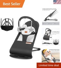 Baby Bouncer, Portable Baby Bouncer Seat for Babies 0-18 , 100 Cotton Fabric...