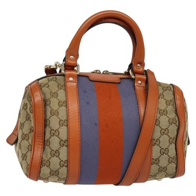 GUCCI GG Canvas Hand Bag 2way Beige Gold 269876 Auth 141858