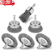 6Pcs Professional Carbon Steel Wire Wheel Brush for Drill - Cleaning Rust Attach