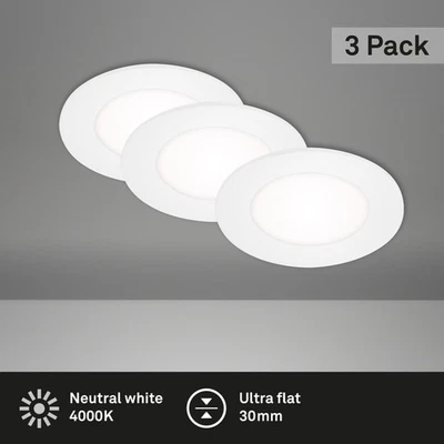 Briloner Flat In LED Einbaulampe 3er Set Neutralweiß Rund Weiß Einbauleuchte - Bild 1 von 4