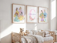 Personalised Princess Wall Art Decor, Girls Bedroom Wall Prints, Nursery Prints