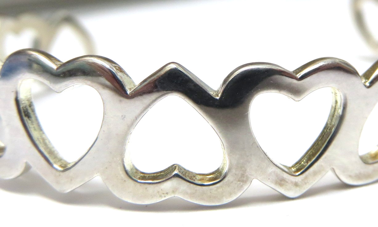 Solid Sterling Silver Heart Shaped Cuff Bracelet,… - image 3