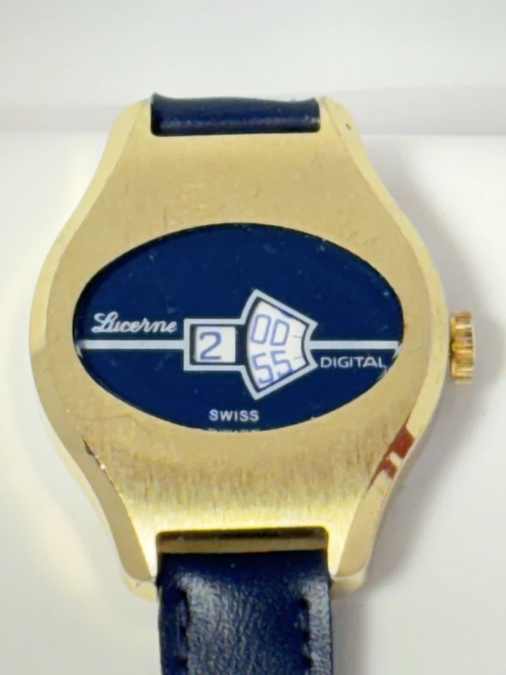 Relógio digital Lucerna Swiss Jump Hour, estilo vintage genuíno, presentes raros para ela - Imagem 4 de 4