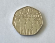 2018 Fifty Pence (50p) Coin, Circulated, 1918 Representation of the People Act