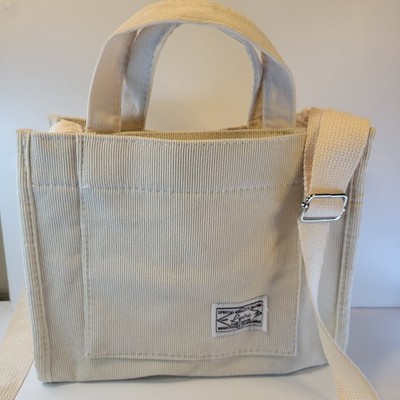 The Crimie Cream Corduroy Tote Letu Bag Adjustable Shoulder Strap Carry Travel