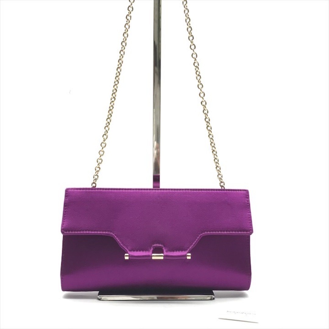 Borsa a tracolla Ysl Yves Saint Laurent catena raso portafoglio viola donna forma festa