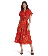 Lauren Ralph Lauren Refurbished Belting-Print Belted Crepe Dress US4 72740528