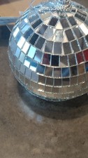 details ACCESSORIES Hanging Silver Glass Disco Ball Ornament Round Geometric