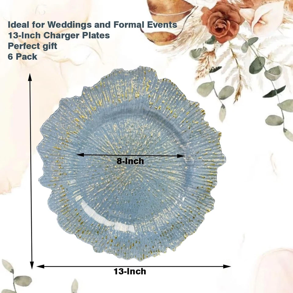 Blue Charger Plates,13 Inch Reef Plastic Chargers for Dinner Plate, Decorativ... - Image 4 of 4