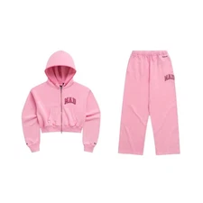 Gap MadHappy Cropped Mad Hoodie + Straight Leg Sweatpants Set Pink MSRP208