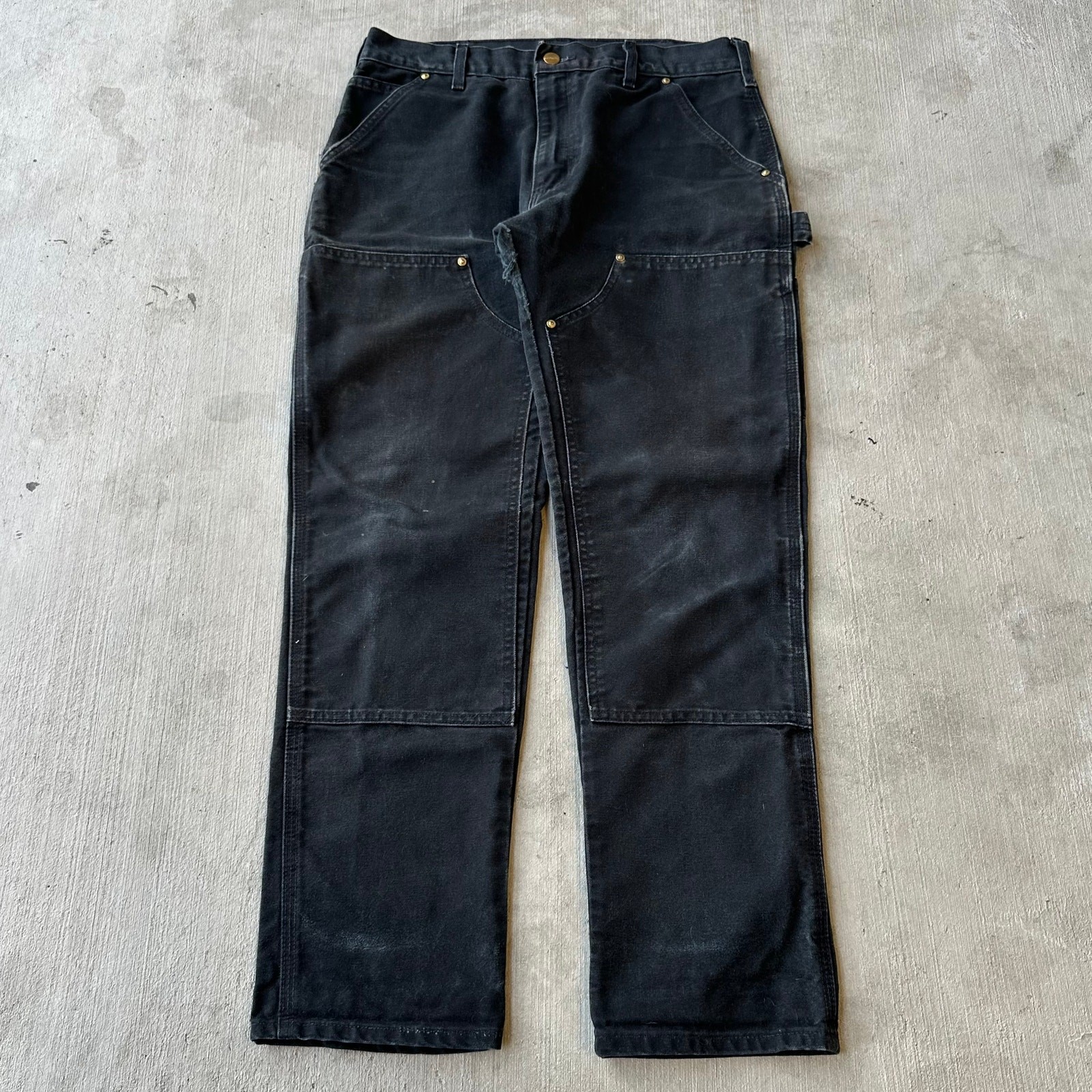 Vintage Y2K Carhartt black ALTERED double knee work wear carpenter pants