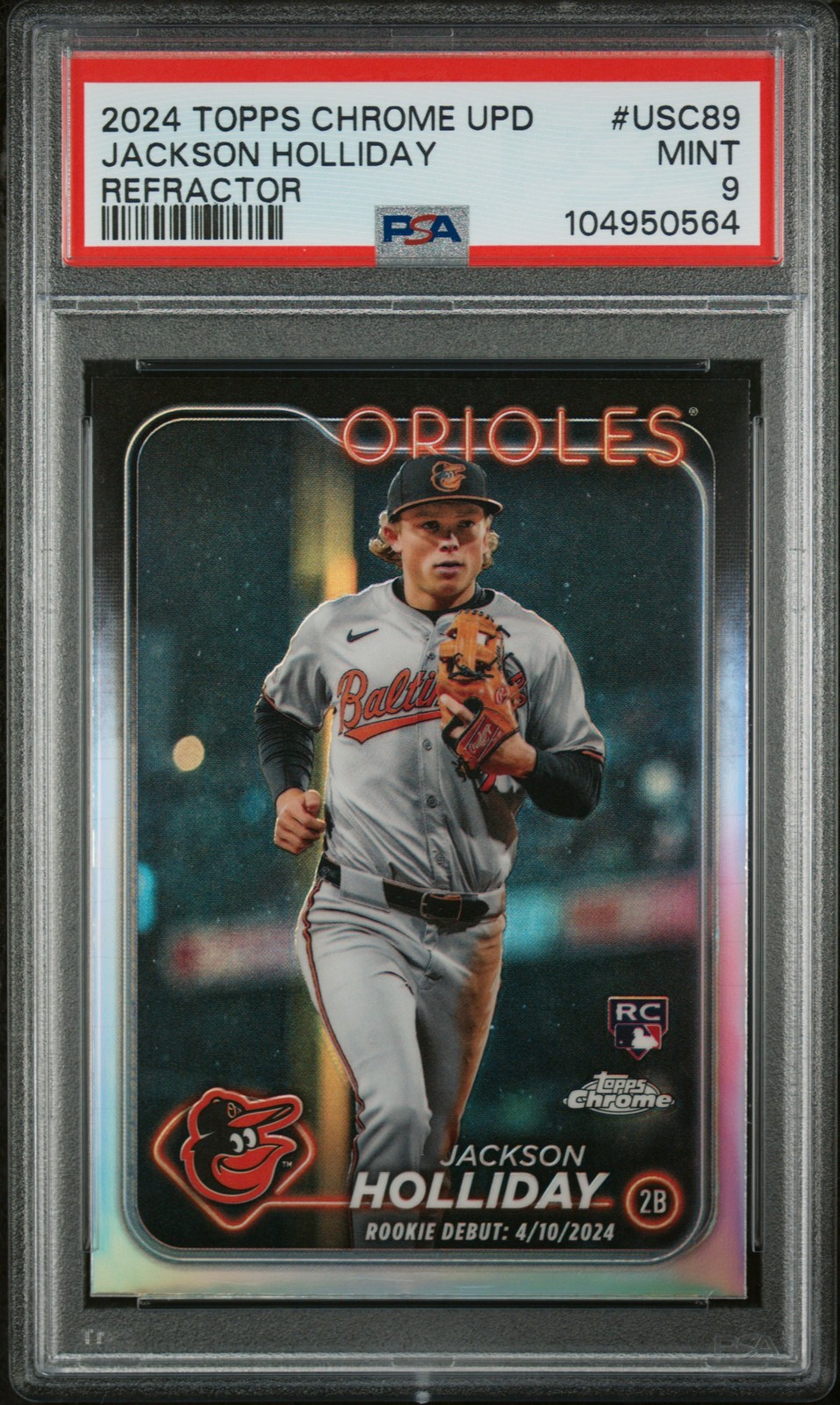 2024 TOPPS CHROME UPDATE REFRACTOR #USC89 JACKSON HOLLIDAY PSA 9